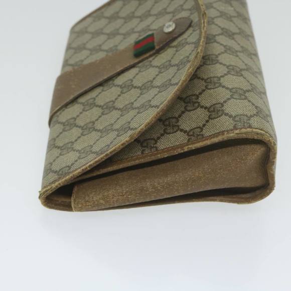 GUCCI GG Canvas Web Sherry Line Clutch Bag PVC Beige Green Red Auth 64005 - Picture 4 of 16